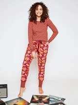 Charlie Choe Flower Power rot/print pyjamahose